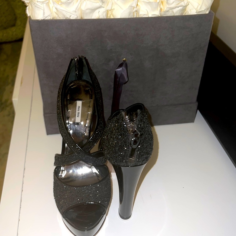 Black Miu Miu Perfect Condition Platform High Hee… - image 1